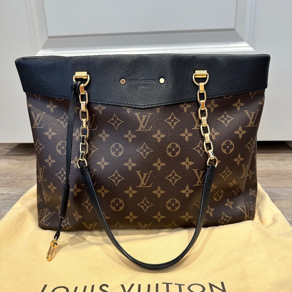 Louis Vuitton Monogram Canvas Leather Pallas Shopper Tote Bag